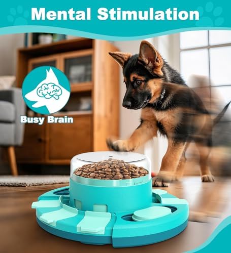 Aluckmao Dog Puzzle Toy Feeder, Press to Dispense Food & Treats