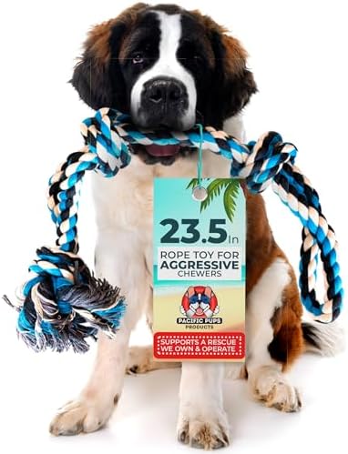 Pacific Pups Products Large Dog Rope Toy, 23.5 inch, Blue