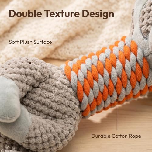 Indestructible Raccoon Plush Squeaky Dog Toy for Aggressive Chewers