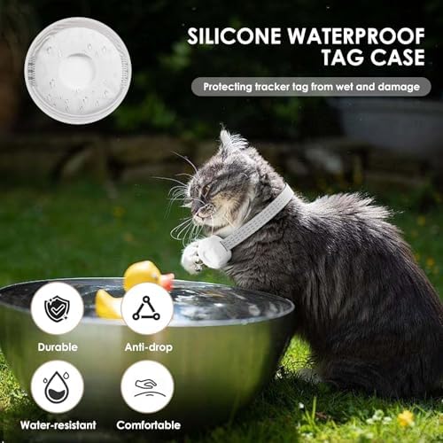 Cat Tracker, MINI GPS Tracker for Cats, No Monthly Fee Pet Tracker Compatible with Apple Find My App(Only iOS), Real-Time Tracking, Smart Alerts, Up to 1-Year Battery, White