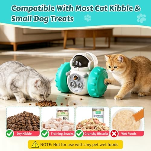 Cat Wobble Treat Dispenser Puzzle Toys Interactive Slow Feeder Snack Enrichment Fun Sliding Rolling Exercise & Distribution Toy for Indoor Cats, Small and Medium Dogs