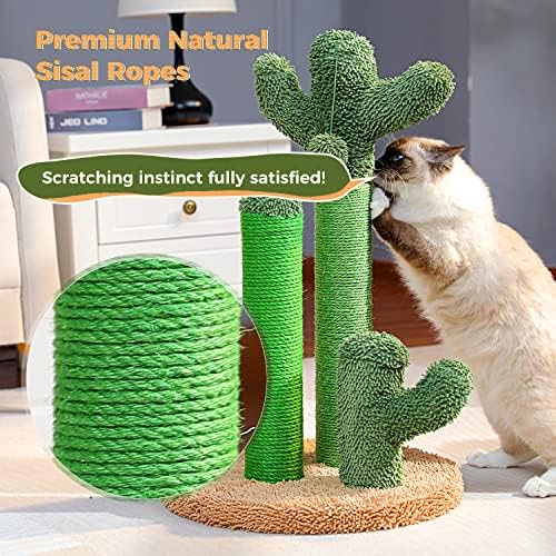 PAWZ Road Cactus Cat Scratching Post 27”Cat Scratcher with Toy Ball