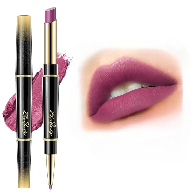 Double Head Lipstick and Lip Liner - Long-lasting Makeup - Waterproof Daily Glamour Makeup (2#rose red)