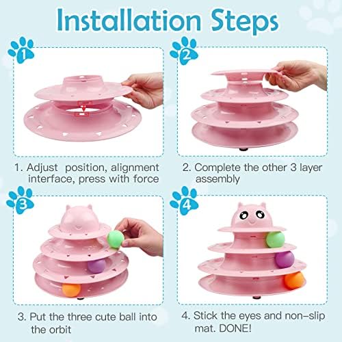 UPSKY 20 PCS Cat Toys Set with Teaser, Mice, Spring, and Various Ball Toys | Puzzle Kitten Toys, Sturdy Structure, Detachable Design, Easy to Assemble, Anti-Slip, Reduces Boredom for Indoor Cats