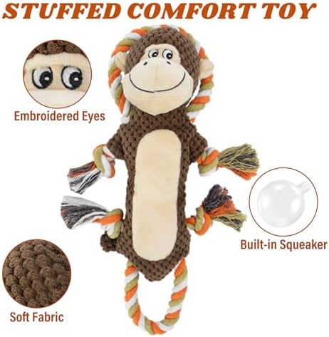 Squeaky Monkey Dog Toy for Large Dogs