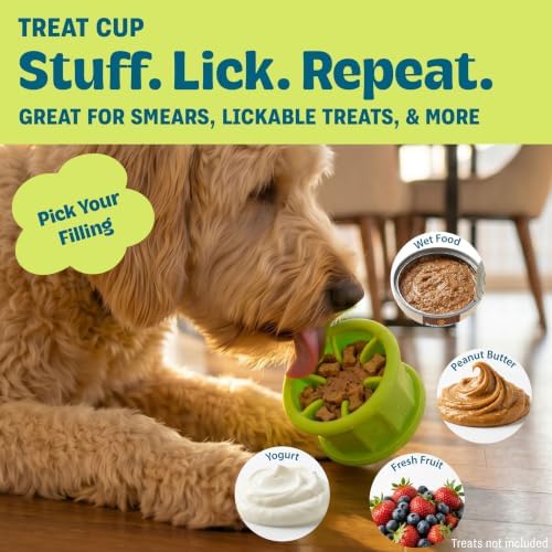 Flex-Force Interactive Treat Dispensing Puzzle Dog Toy for Enrichment, Holds Wet & Dry Food, Wobble Base, Lickable, Freezable & Dishwasher-Safe, Watermelon-Banana Scent, All Breeds, 4.3"