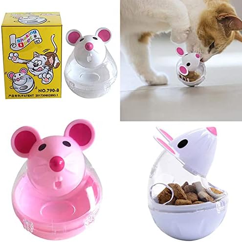 2pcs Cat Slow Feeder Food Ball,Mice Water Droplet Bone Tumbler Shaped Pet Mouse Treat Ball Cat Food Toy Slow Feeder Enrichment Toys