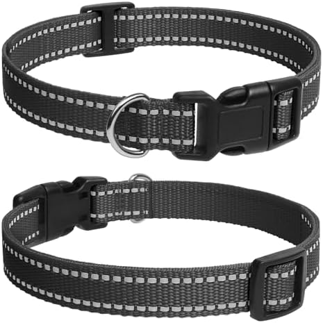 Shock Collar Replacement Strap, Reflective Black Nylon, 3/4 x 28 Inch, with D-Ring, Compatible with Multiple Training Collars, 2 Pack