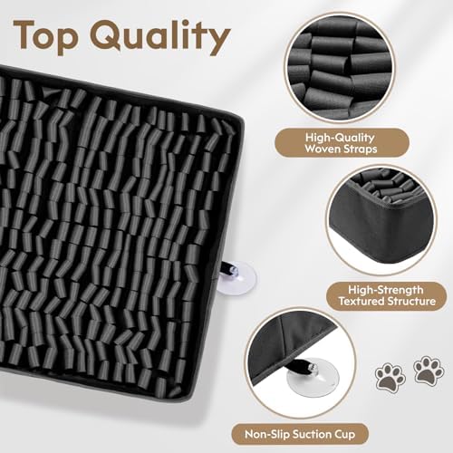 FunFurry Snuffle Mat for Dogs, Dog Puzzle Mat, Interactive Dog Toys for Enrichment,Sniff Mats with Non-Slip Backing,Suitable for Breeds and Sizes of Dogs (Black, 17" X 15")