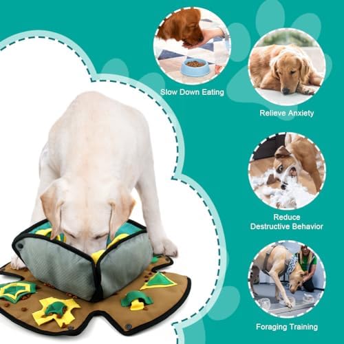 AWOOF Snuffle Mat for Dogs,19" x 19" Interactive Dog Puzzle Toys Encourages Natural Foraging Skills,Durable Dog Feeding Mat for Boredom and Mental Stimulation for Large, Medium and Small Dogs