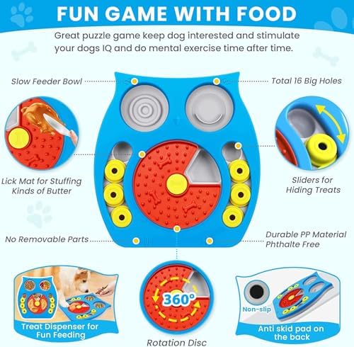 Zonansan Interactive Dog Puzzle Toy, Treat Dispensing Slow Feeder for Dogs