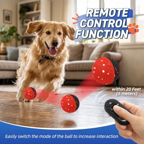 HETOO Interactive Dog Toys, Smart Balls with Remote Control, 3.2 Inch