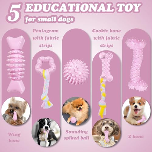 Puppy Toys - 7 Pack Puppies & Small Dogs Chew Toys for Teething,Relieves Teething Anxiety, Soft & Durable Interactive Toys, Not for Heavy Chewer