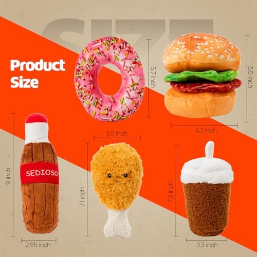 Sedioso Large Dog Toy Set, 5-Pack Stuffed Dogs Chew Toys, Durable Plush Dog Toy, Dogs Squeaky Toys for All Breed