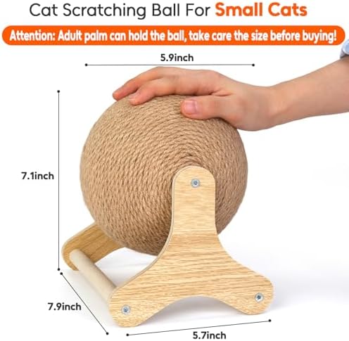 Sisal Cat Scratching Ball, Cat Scratcher Ball Toy with Stable Stand, Interactive Exercise Toy for Small Pet Interactive Exercise and Play