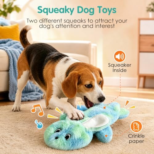 Fuufome Squeaky No Stuffing Dog Chew Toy, Interactive Crinkle Toy for Dogs