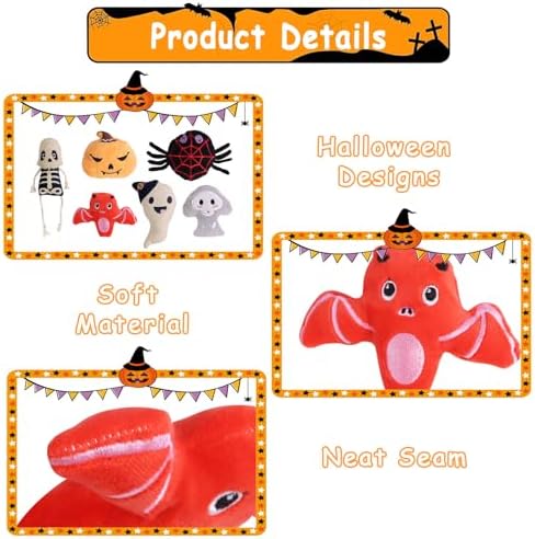 FOIMAS Halloween Catnip Toys,Pumpkin Ghost Catnip Toy Chew Bite Toy for Cat Interactive, Pack of 6