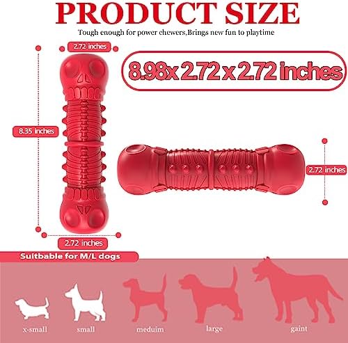 ZIKATON Dog Squeaky Toys for Aggressive Chewers, Durable Chew Toys for Large Medium Breed Dog, Dog Toys, Tough Durable Dogs Toys with Natural Rubber