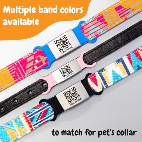 Smart Slide-On QR Code Pet Tag – Silent Dog & Cat ID Tag with Laser Engraving – Stainless Steel & Silicone – No App Needed – Custom Pet Profile – Fits Most Collars (Light Pink, Extra Large)