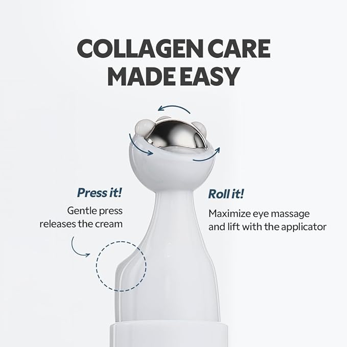 TIRTIR Collagen Lifting Eye Cream - Roller Applicator, Wrinkle Spot Treatment, Revitalizing Moisturizer,Tightening Under Eye For Wrinkles,Fine Lines, Under Eye Bags, Lift Treatment For Men & Women