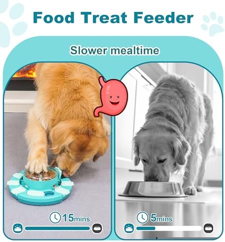 Aluckmao Dog Puzzle Toy Feeder, Press to Dispense Food & Treats