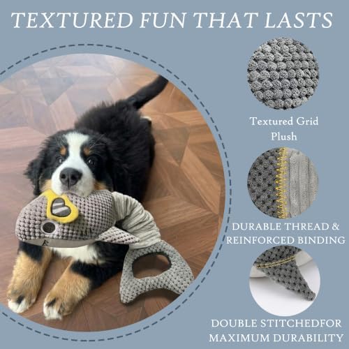 Squeaky Dog Toys for Large Dogs – Interactive Plush Shark Toy