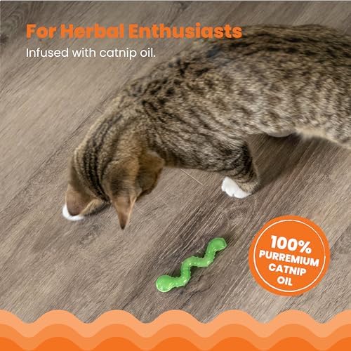 Catstages OrkaKat Wiggle Worm Dental Cat Chew Toy with Catnip, 3.8"