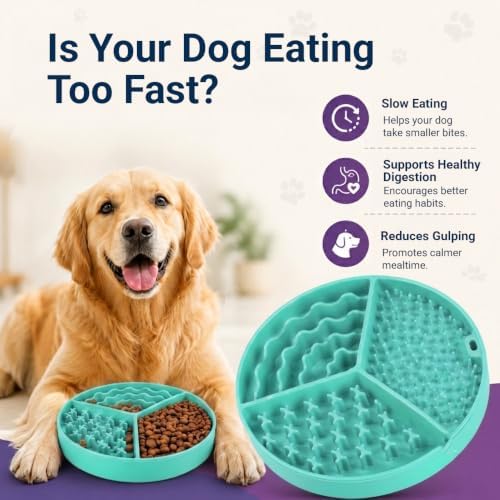 Large Size Cat & Dog Slow Feeder Puzzle Toy, Interactive Puzzle Feeder Bowl, Dog Lick Mat, Cat Food Puzzle, Pet Feeding Toy for Mental Stimulation, BPA Free Silicone, Dishwasher Safe (Green)