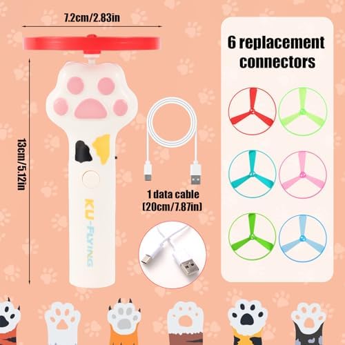 Cat Fetch Toy Launcher Set, Kitten Interactive Exercise Playing Toys Including 6 Flying Discs & Charging Cable for Pet Outdoor & Indoor Accessories