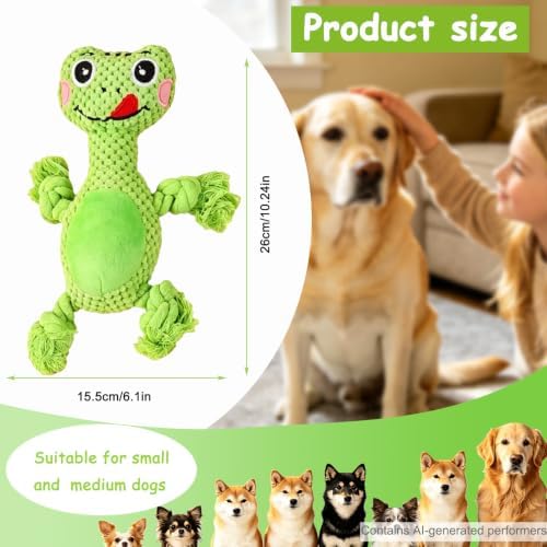 Plush Squeaky Chew Toy for Small Medium Large Dog,(Green Frog)