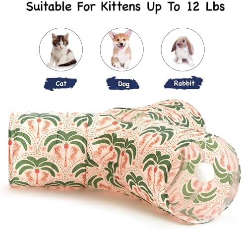 Tempcore Cat Tunnel, 3-Way Collapsible Toy for Indoor Cats, Coconut