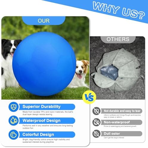 25" Herding Ball for Dogs and Horses, Waterproof & Durable Dual-Layer Interactive Large Dog Play Ball for Australian Shepherds, Cattle Dogs, Collies, and Other Herding Breeds (Blue)