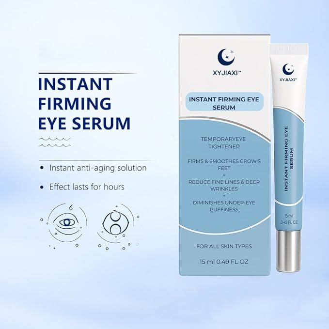 Instant Firming Eye Serum, Anti-Aging Formula for Under Bags and Wrinkles, Under Eye Cream, Wrinkle Filler, Visibly Improves for Bags Dark Circles Treatment for Puffines, 15ml (Without Fragrance)
