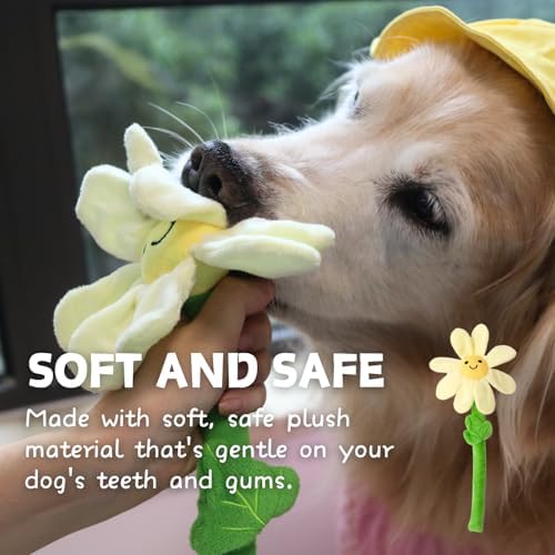 CECE PAW Interactive Puppy Plush Toys - Crinkle Flower Rope Toy, Chew Toys for Teething for Small & Medium Dogs