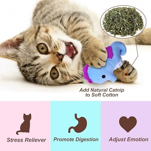 CiyvoLyeen Plush Sea Animal Catnip Toys for Indoor Cats 6 Pack