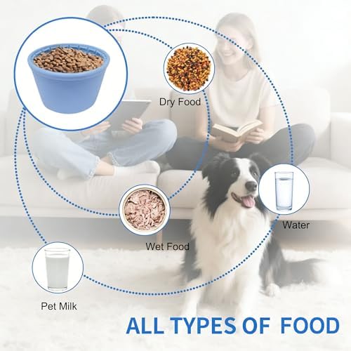 Large Silicone Dog Bowls,Non-Slip Dog Licking Treat Dispenser,Anxiety Relief Slow Feeder Treat Dispenser, Slow Feeder Bowls for Small Medium Large Breed Dogs,BPA Free Silicone(blue-4cup).