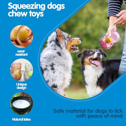 Tough Dog Chew Toy for Small, Medium Breeds Ball in Bottle Strong Rubber Treat Dispensing Toy Cute Interactive Slow Feeder Dog Fetch Toys (Green)