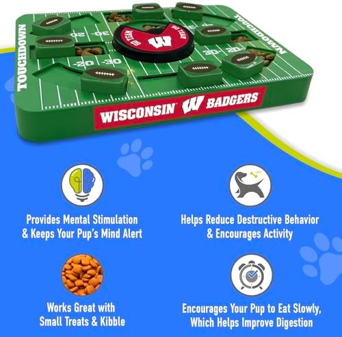 Pets First NCAA Wisconsin Large Puzzle Toy - Interactive Dog Treat & Slow Feeding Toy