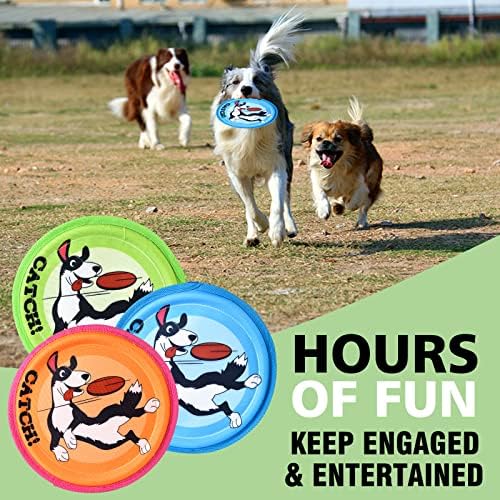 XIGOU Dog Flying Disc, 3 Pack Dogs Flyer Toys, Lightweight Flying Disc Dog Fetch Toy for Small, Large Dogs & Puppies - Floats in Water & Safe on Teeth