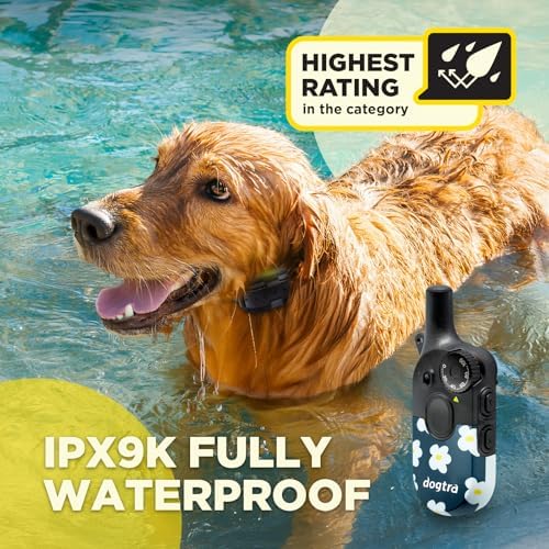 Dogtra 200iQ Remote Training E Collar – 100 Levels, Tone, Vibration, 1/2 Mile Range – Compact, Waterproof, One-Handed Control for Dogs 10 lbs+ – Lightweight Design for Daily Training – Flower Power