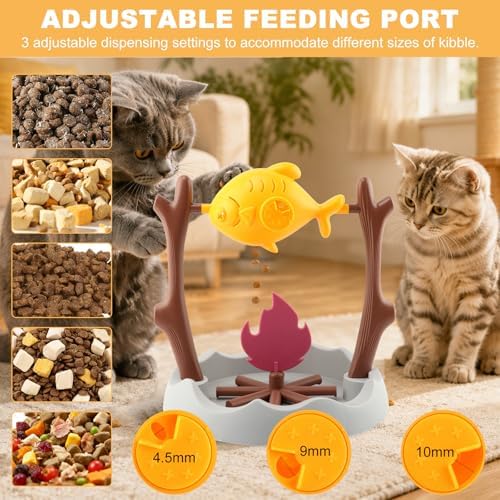 BBQ-Style Cat Slow Feeder, Interactive Toy, Treat Puzzle Feeder for Pets, Mental Stimulation Food Dispensing Toy, Puppy Kitten Dishes, Keeps Pets Busy & Prevents Overeating