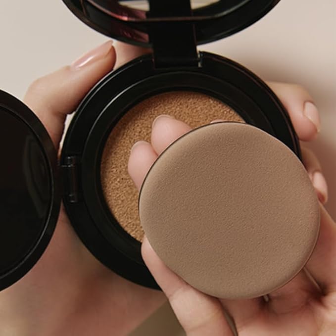 THE TOOL LAB Long-lasting Tension Puff (Glow type, Round) - Korean Olive Young Makeup Puff Sponge for Liquid Foundation Cushion Shading Blusher, 100% Pure Rubycell for Moisterizing Fitting - 2.1 inch