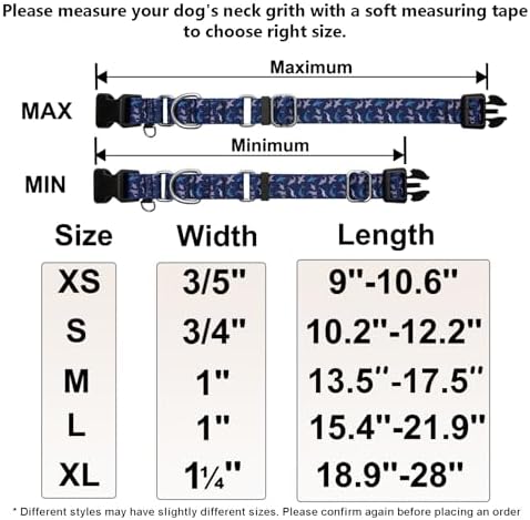 Martingale Collar for Dogs with Buckle Shark Dog Collar Adjustable Soft Nylon Boy Dog Collars for Extra Large Dogs, Deep Blue Shark