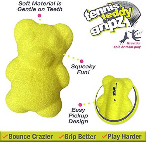 Nylabone Power Play Tennis Teddy Gripz Dog Fetch Toy, Medium