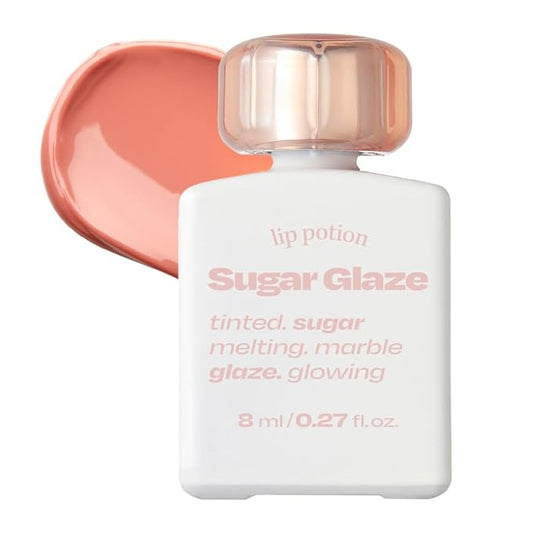 Lip Potion Sugar Glaze Tint | K-Beauty High-Shine & Long-Lasting Lip Tint | Hydrating, Non-Sticky Glossy Finish | 7 Shades | 0.3 Oz (No.1 Nudy Ball)