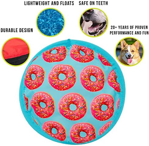 Hyper Pet Flippy Flopper Flying Disc Soft Dog Toy, 9 Inches, Donut Design