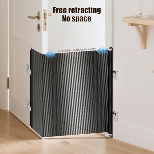 Retractable PET Gates No Drilling Door Barrier Retractable Pet Safety Barrier Dog Gates for Stairs for Doorways Hallways Indoor