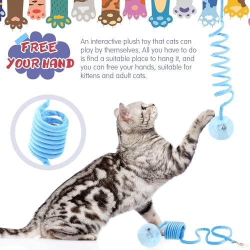 Gemscream 46 Pcs Cat Toys Set Interactive Cute Cat Indoor Toys, Blue