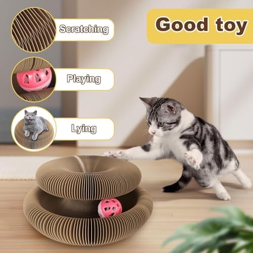 Cardboard Cat Toy, Foldable & Reversible Cat Scratching Board Scratcher Pad