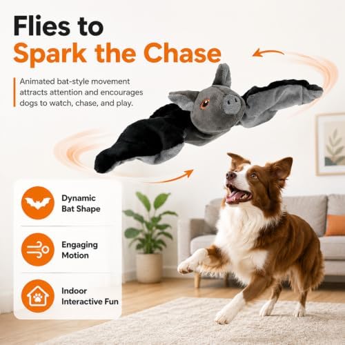 Flying Bat Dog Toy, Battery Operated Interactive Toy for Small Dogs (1PC)